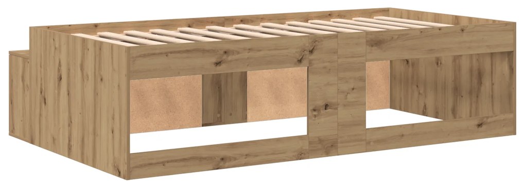 Estrutura de Cama de Armazenamento Carvalho Artesanal 90x190 cm