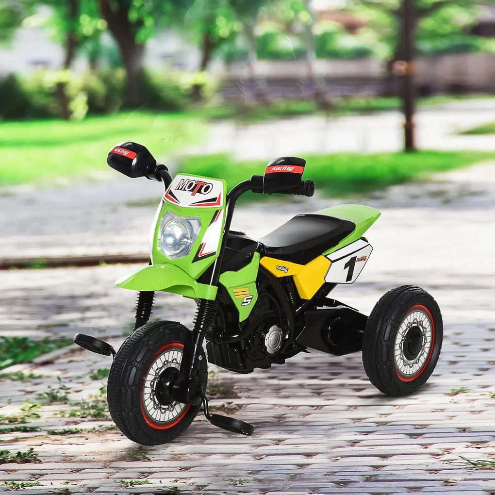 HOMCOM Triciclo de moto para crianças acima de 18 meses com 3 rodas com luzes e som projeto exclusivo 71x40x51 cm Verde
