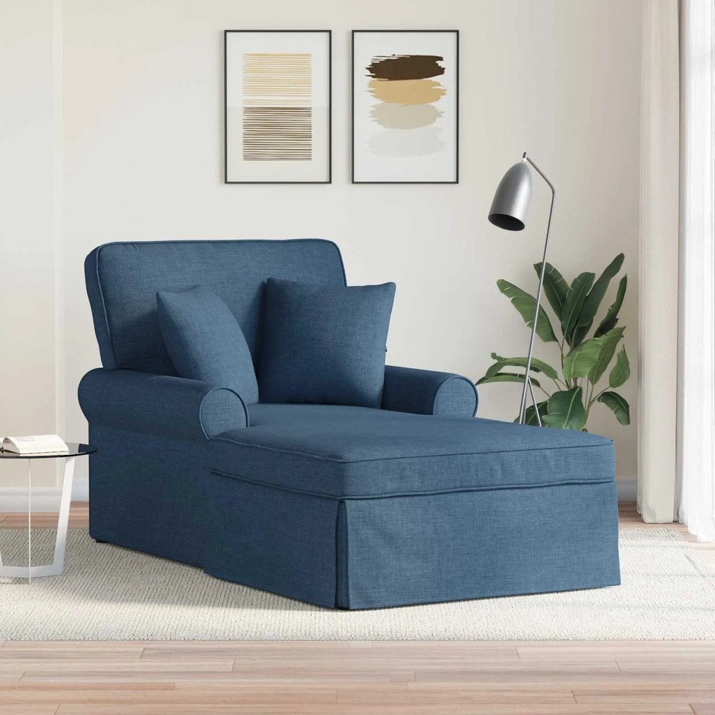vidaXL Chaise Lounge com Saia Azul 91 x 157 x 91 cm tecido