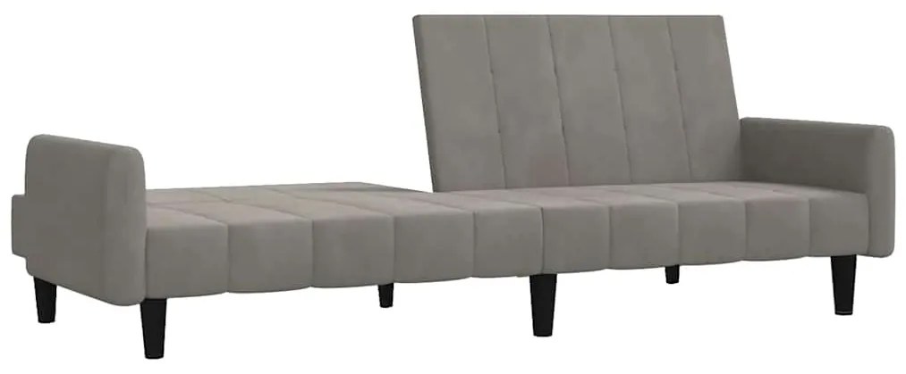Sofá-cama de 2 lugares veludo cinzento-claro