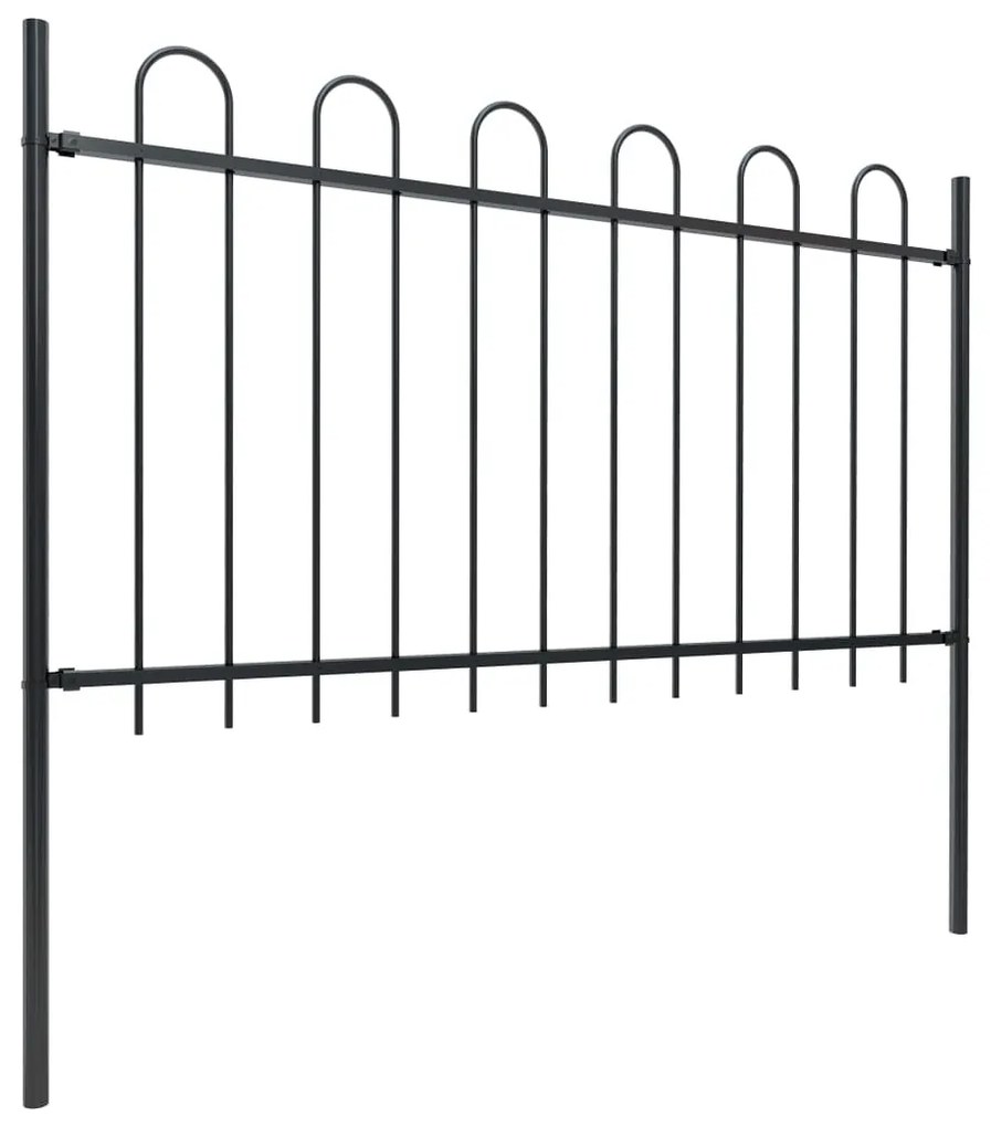Cerca de jardim com topo em aros 6,8x1 m aço preto