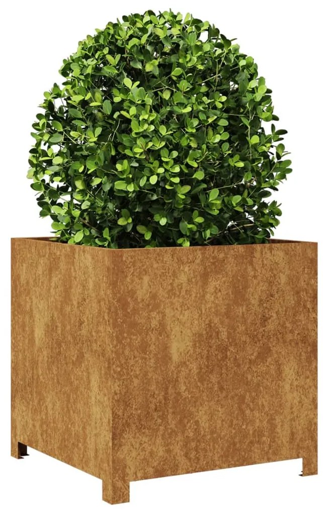 Vaso/floreira de jardim 50x50x50 cm aço corten