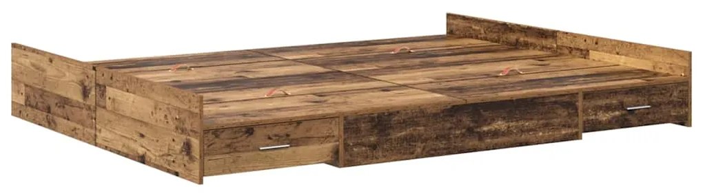 Estrado de cama com arrumação Madeira antiga 140 x 200 cm