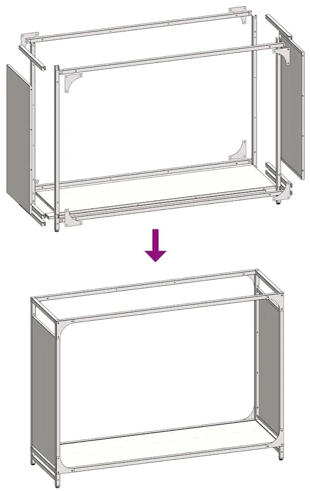 Suporte para lenha 90x28x65 cm aço laminado a frio antracite