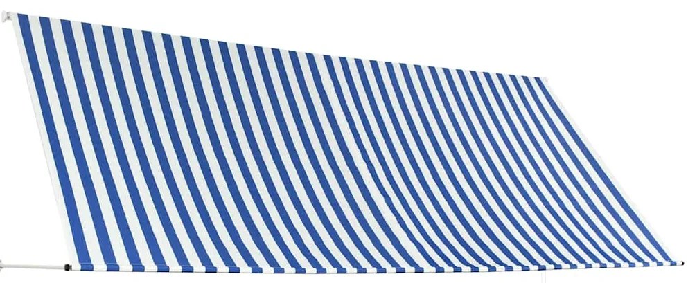 Toldo retrátil 350x150 cm azul e branco