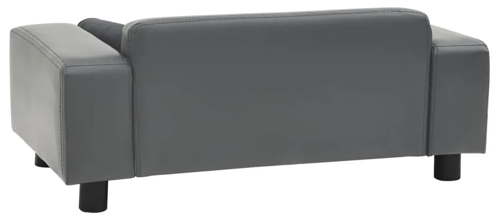 Sofá para cães 81x43x31 cm pelúcia e couro artificial cinzento