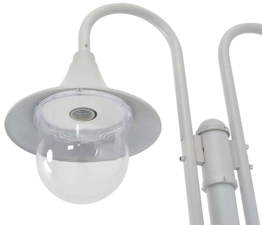 Candeeiro de pé p/ jardim c/ 2 braços E27 220cm alumínio branco