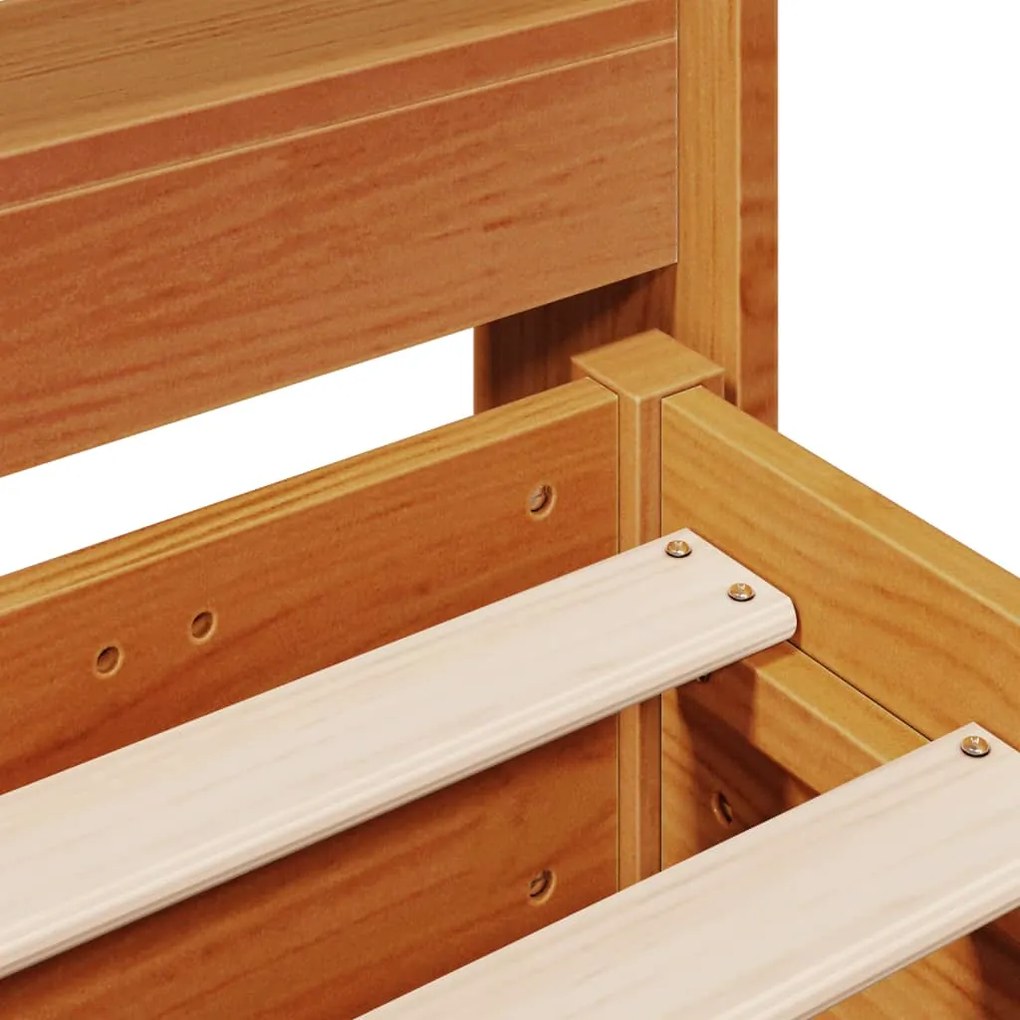 Cama sem colchão 135x190 cm madeira pinho maciça castanho-mel