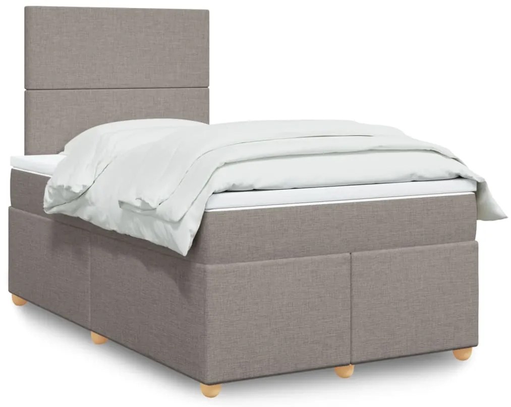 vidaXL Cama com molas/colchão 120x200 cm tecido castanho-acinzentado