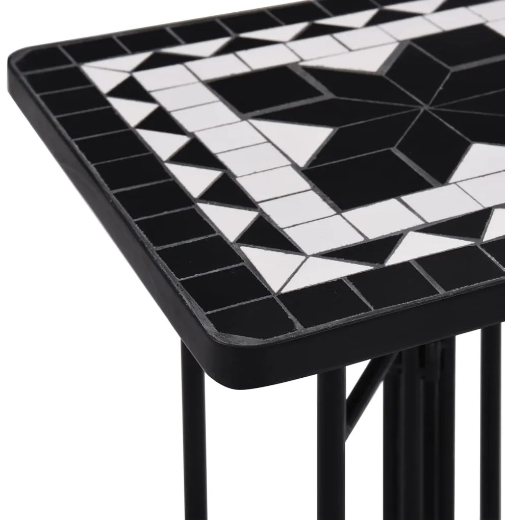 Mesa de apoio em mosaico cerâmica preto e branco