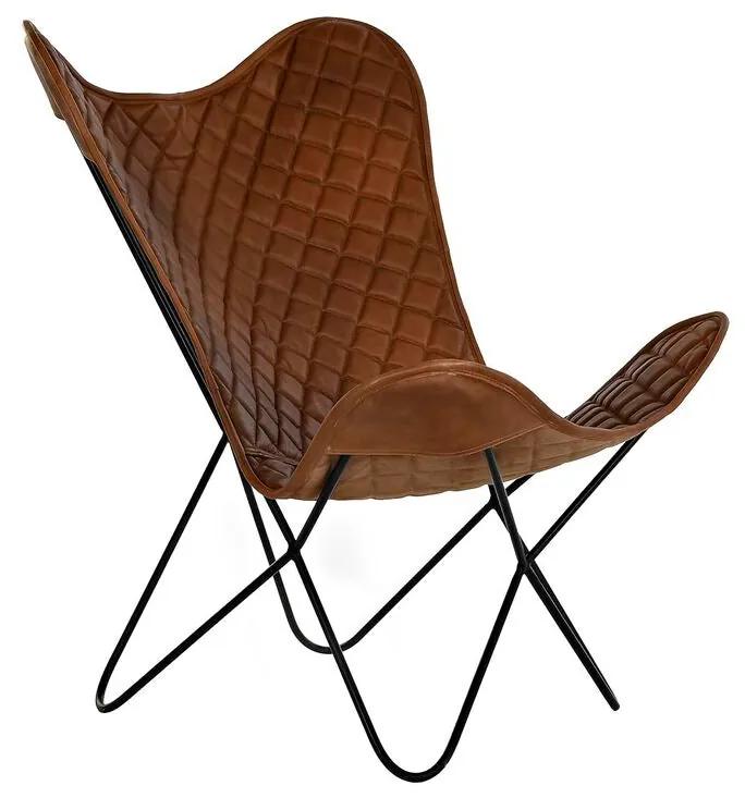 Cadeira DKD Home Decor Metal Castanho Pele Vintage (76 x 75 x 91 cm)