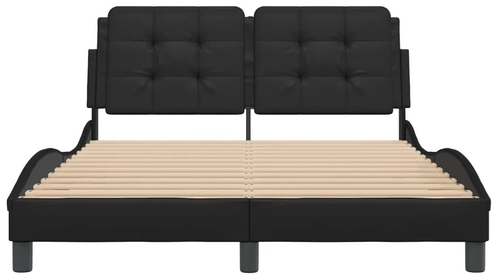 Estrutura cama c/ cabeceira 140x200 cm couro artificial preto