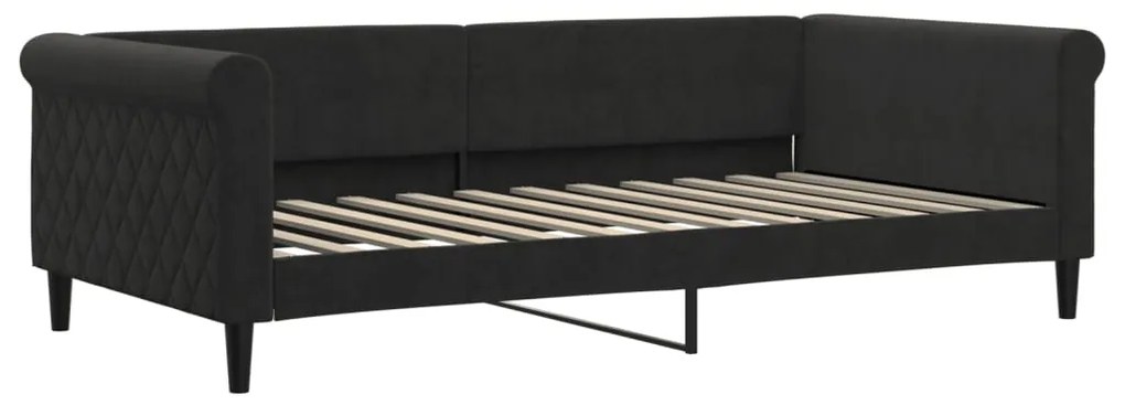 Sofá-cama com gavetão 100x200 cm veludo preto