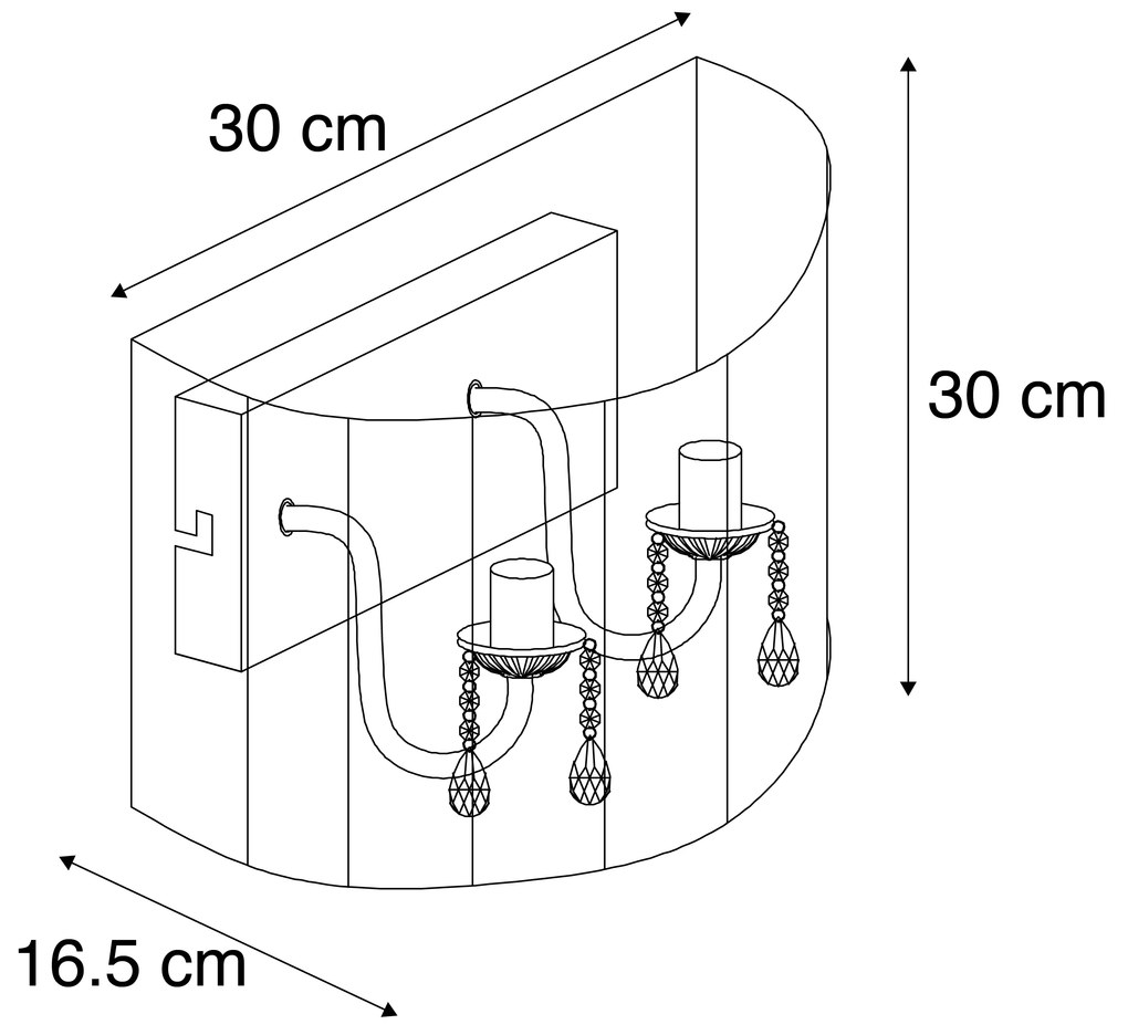 Candeeiro de parede clássico cromado com cúpula preta - Ann-Kathrin 2