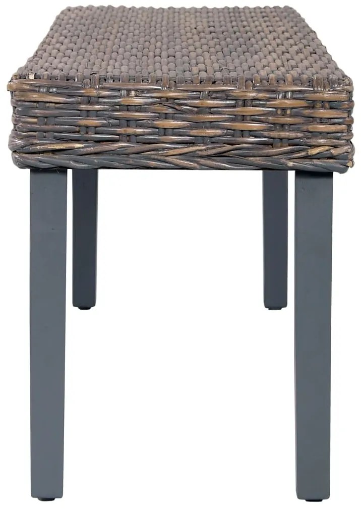 Banco 110cm vime Kubu natural e madeira mangueira maciça cinza