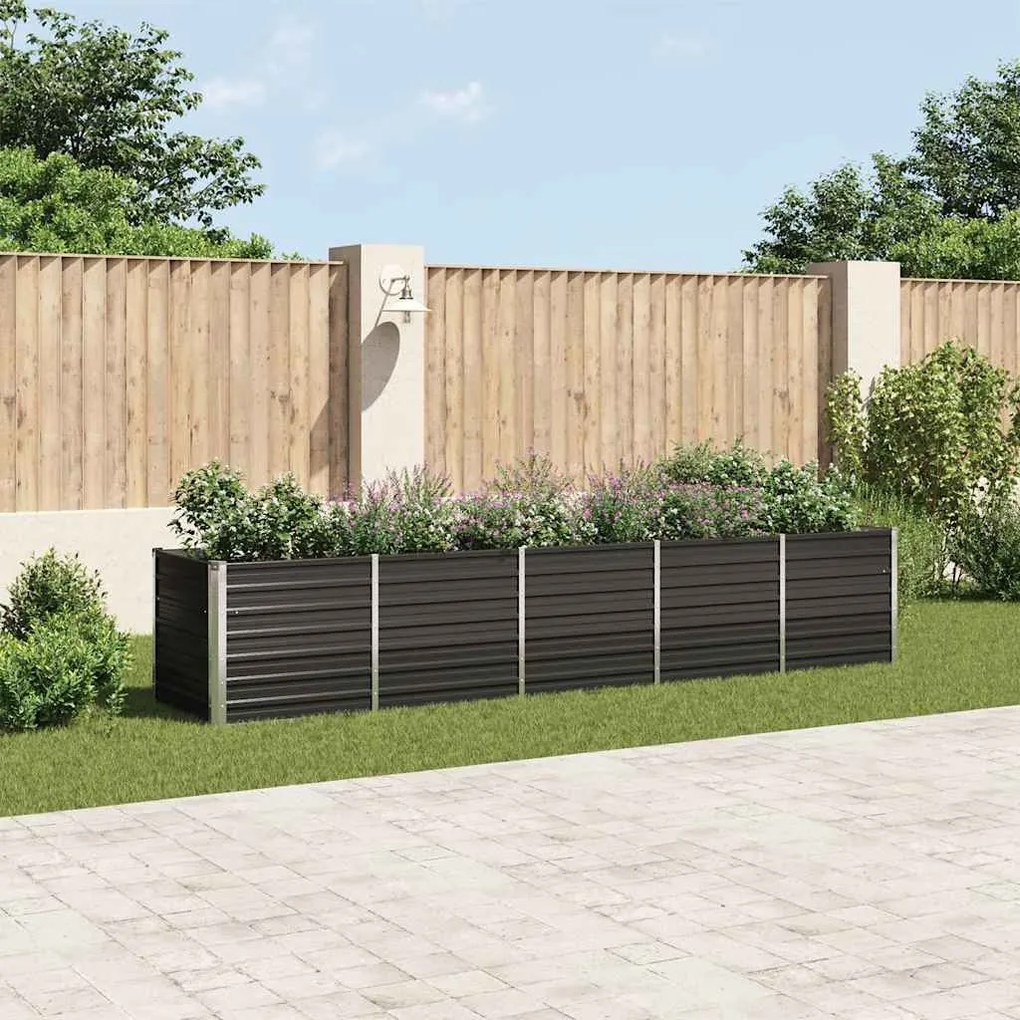 vidaXL Canteiro jardim elevado 400x80x77cm aço galvanizado antracite
