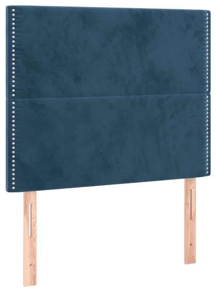Cama com molas/colchão 100x200 cm veludo azul-escuro