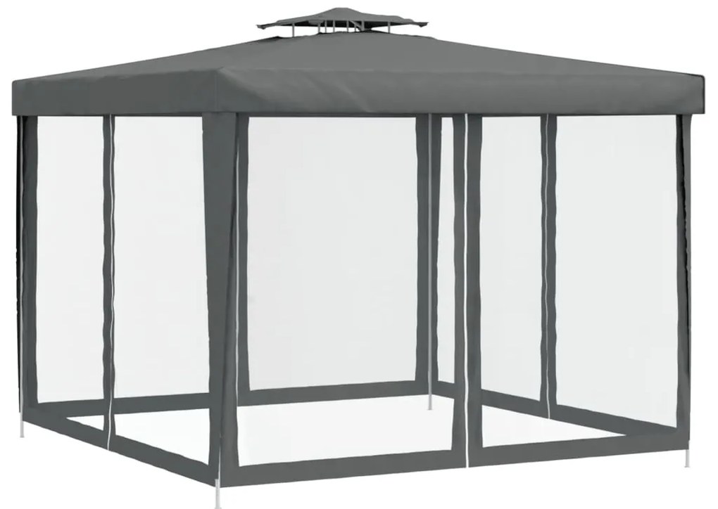 Tenda 3x3 de Eventos com Telhado Duplo - Cinzento