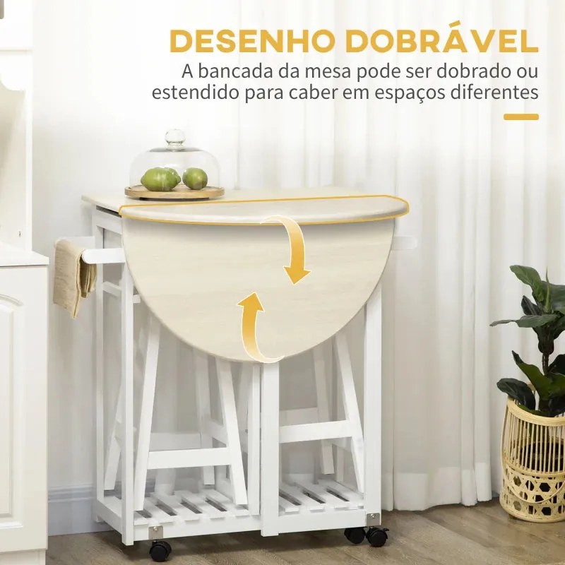 Conjunto Dear de 1 Mesa Dobrável e 2 Bancos - Design Moderno