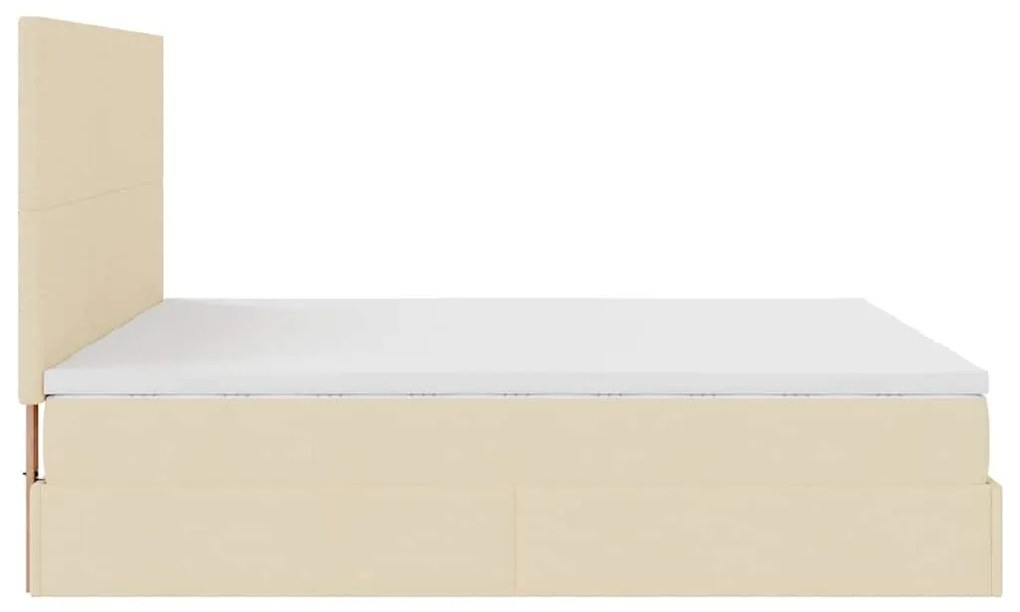 Estrutura de cama otomana com colchões tecido creme 200x200cm