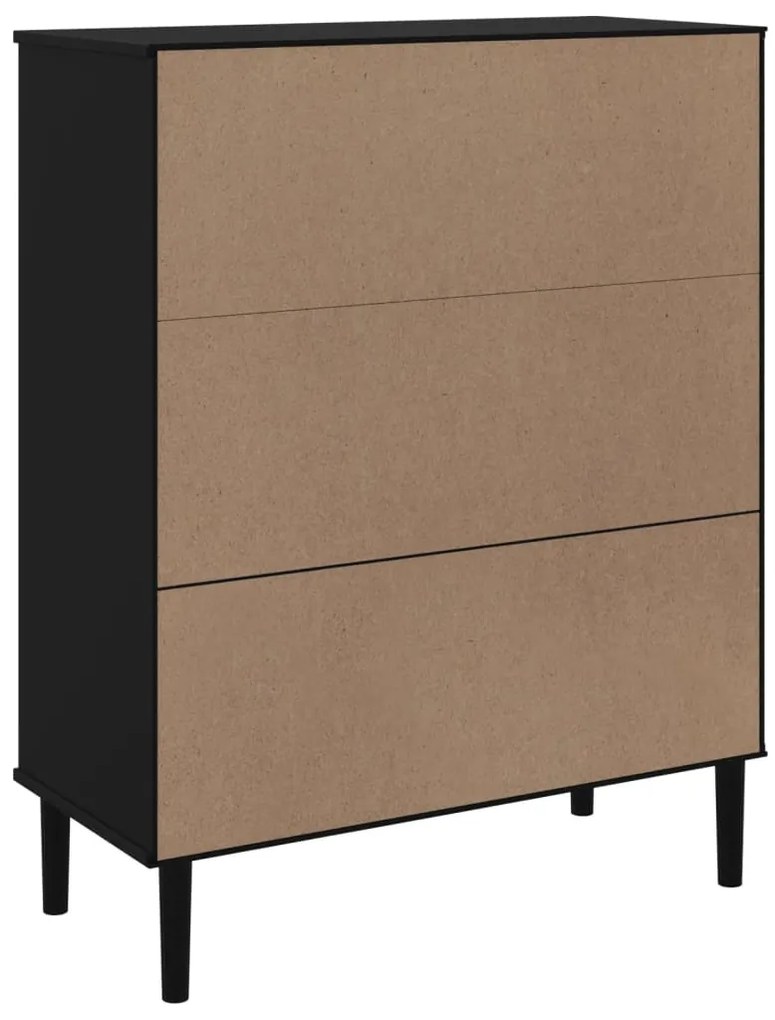 Móvel alto SENJA aspeto vime 90x40x112 cm pinho maciço preto