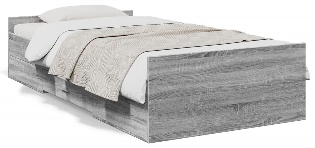 vidaXL Estrutura de cama c/ gavetas derivados madeira cinza sonoma