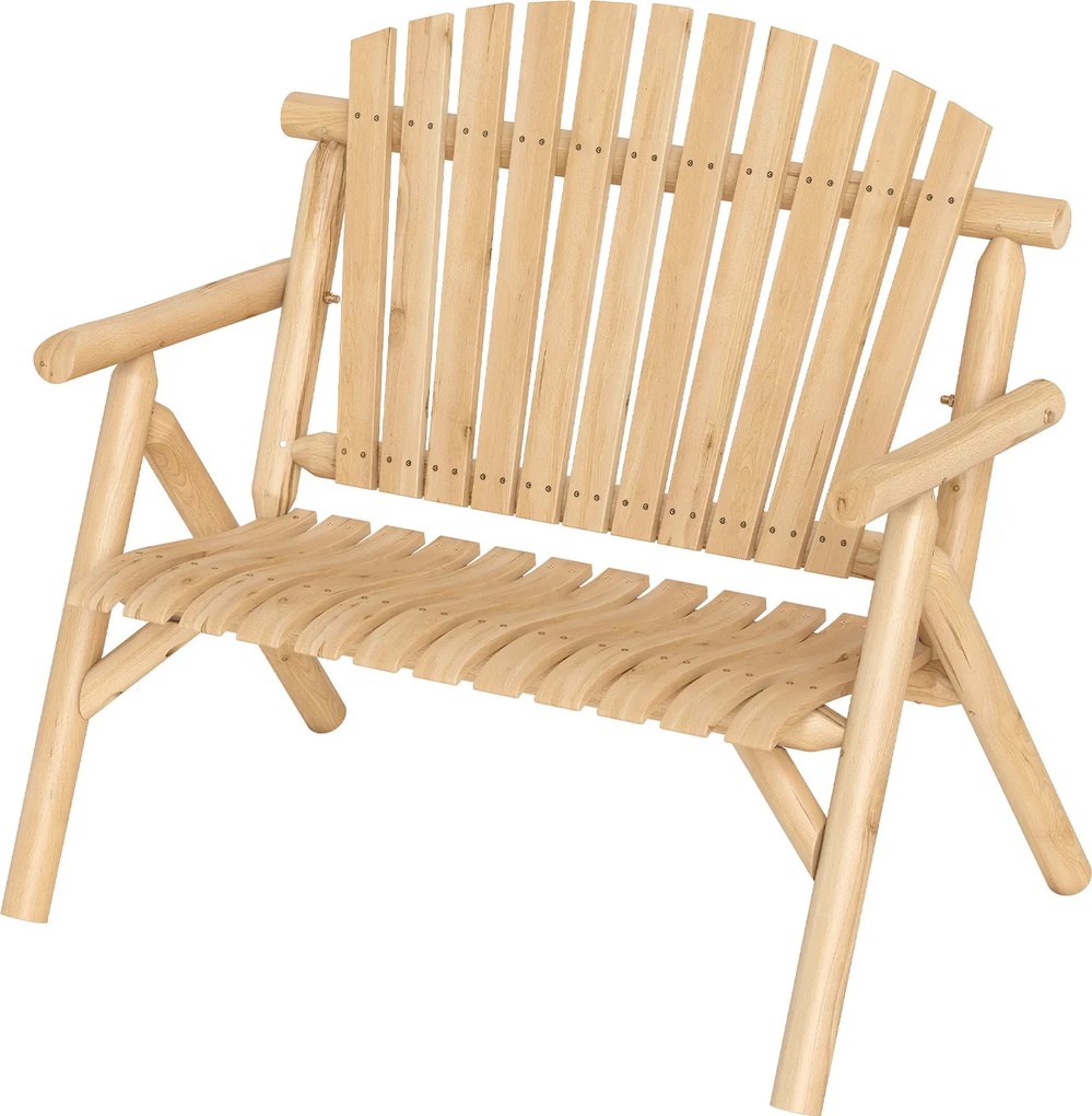 Banco de Jardim para 2 Pessoas, 115 x 80 x 106 cm, Encosto Alto, Natural