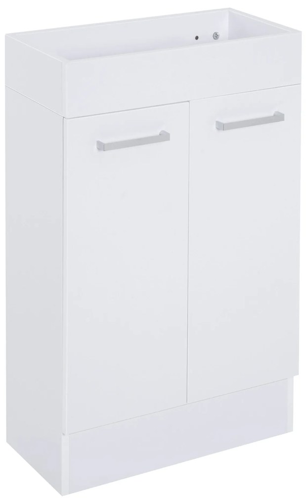 kleankin Móvel de Casa de Banho com Lavatório Cerâmico Móvel de Casa de Banho de Parede com 2 Portas Estilo Moderno 50x86x25 cm Branco