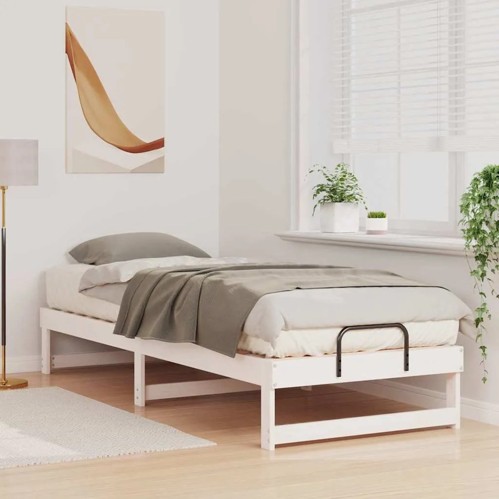 Estrutura de Cama com Alças Branco 80 x 200 cm