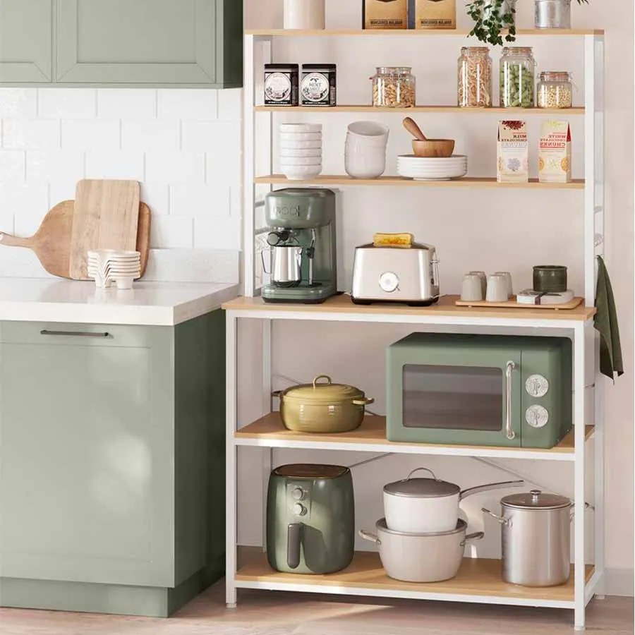 Armario de cozinha design industrial 40 x 100 x 167 cm cor carvalho + branco