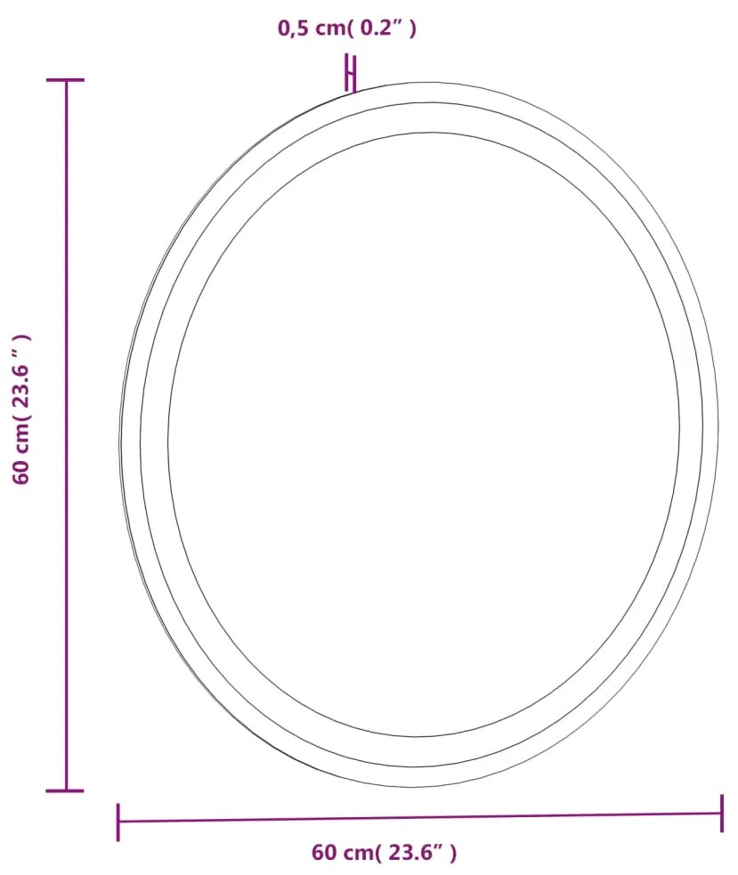 Espelho de casa de banho com luzes LED redondo 60 cm