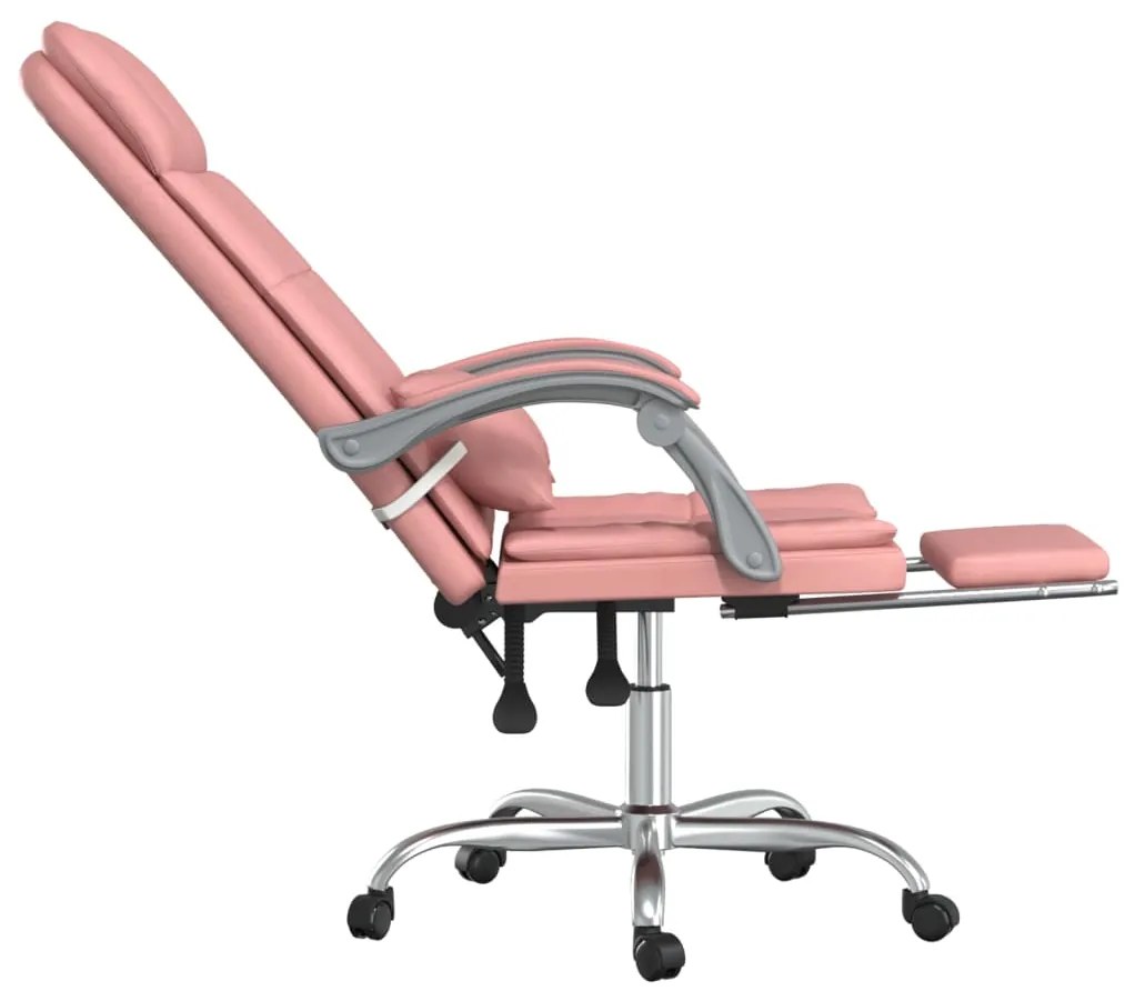 Cadeira escritório massagens reclinável couro artificial rosa