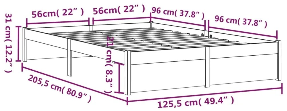 Estrutura de cama sem colchão 120x200 cm madeira maciça