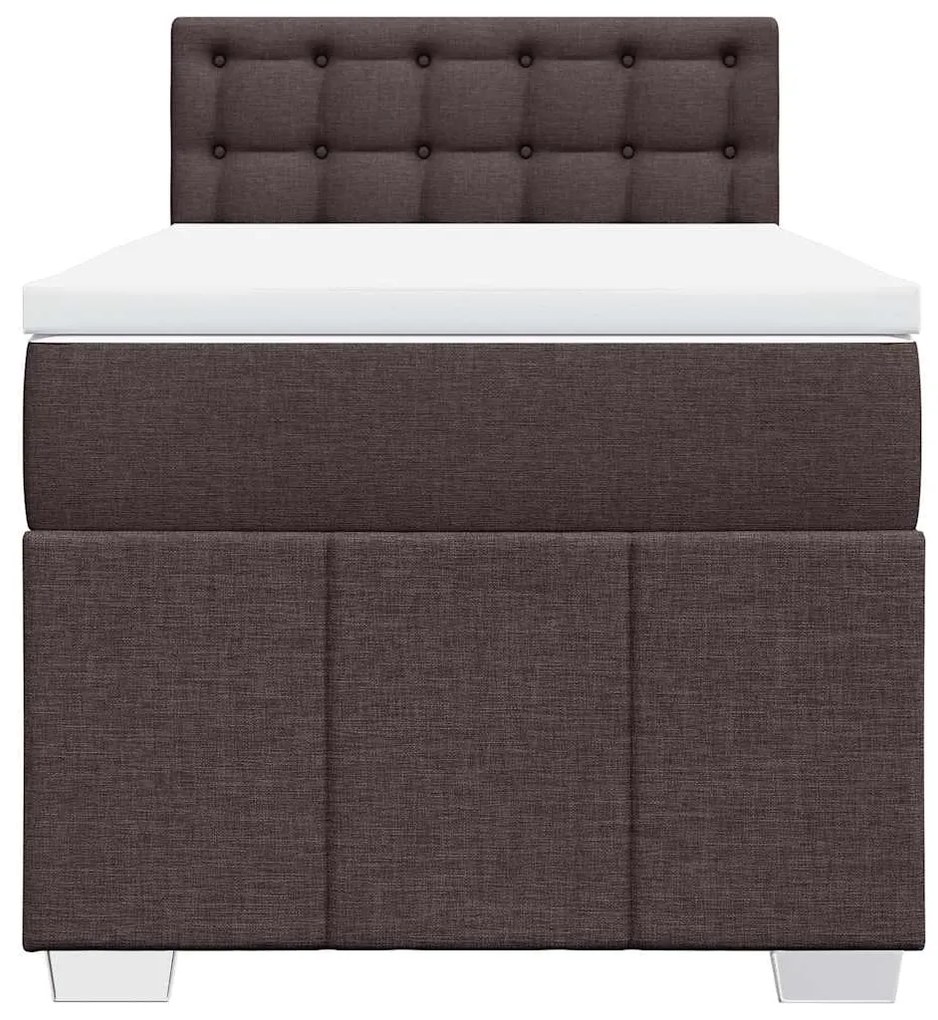 Cama com molas/colchão 90x200 cm tecido castanho-escuro