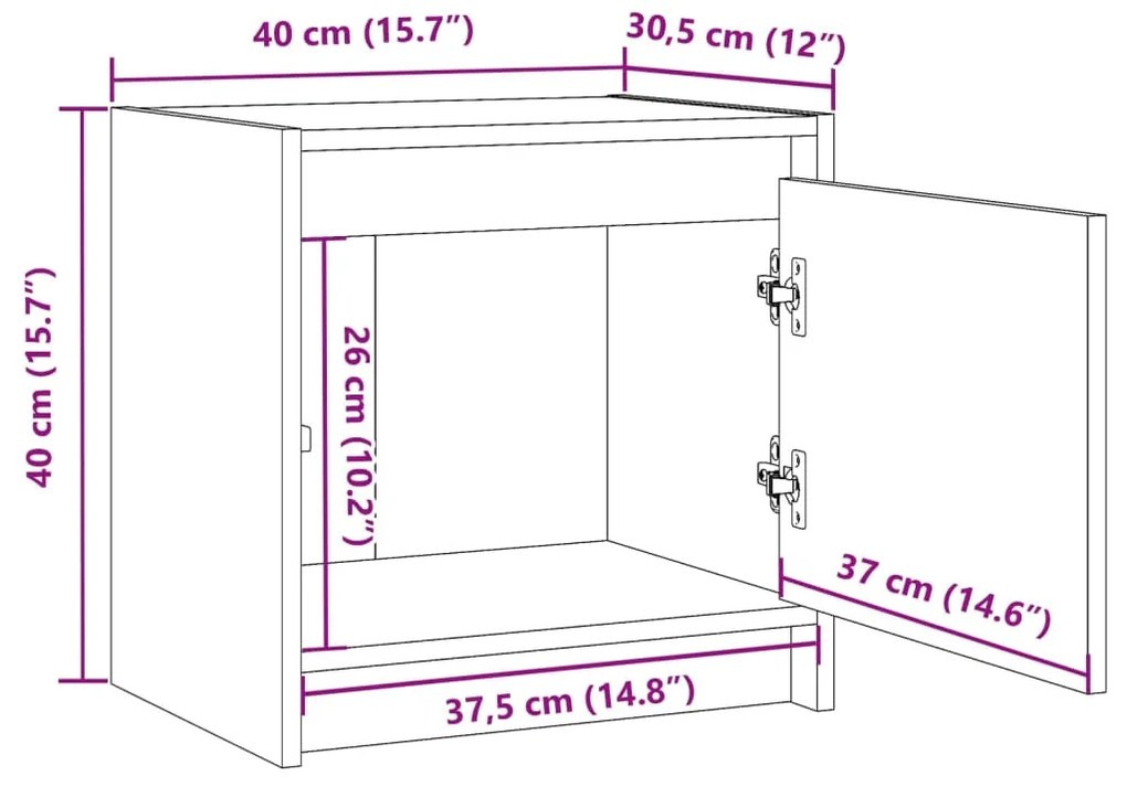 Mesa de cabeceira 40x30,5x40 cm madeira de pinho maciça branco