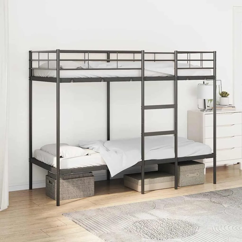 vidaXL Beliche sem colchão 75x190 cm aço preto