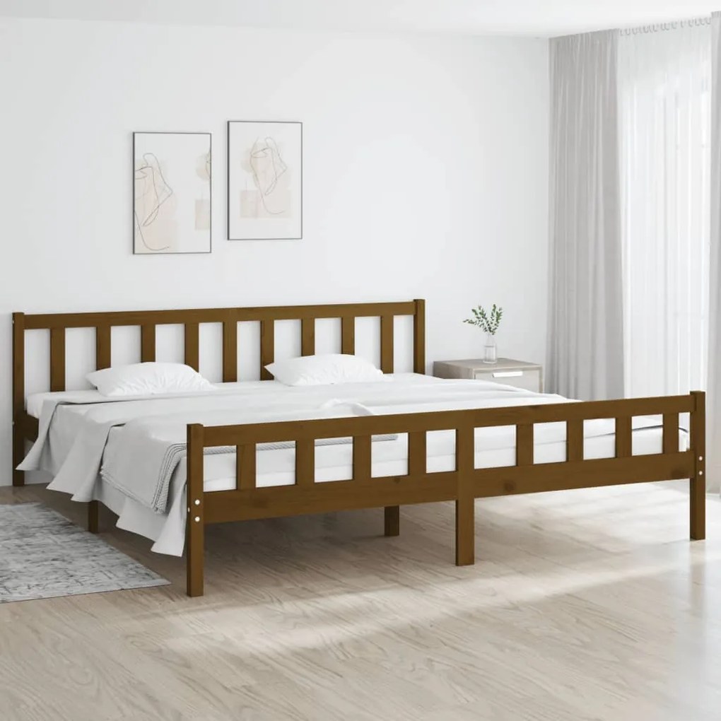 vidaXL Estrutura de cama 200x200 cm madeira maciça castanho mel