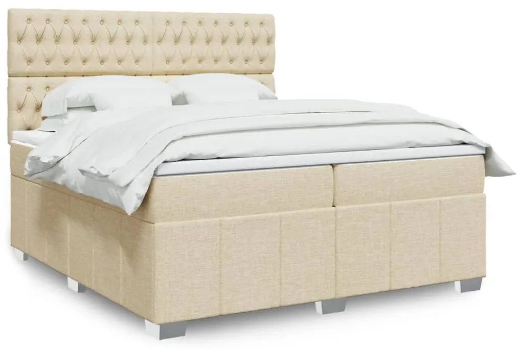 Cama com molas/colchão 200x200 cm tecido cor creme