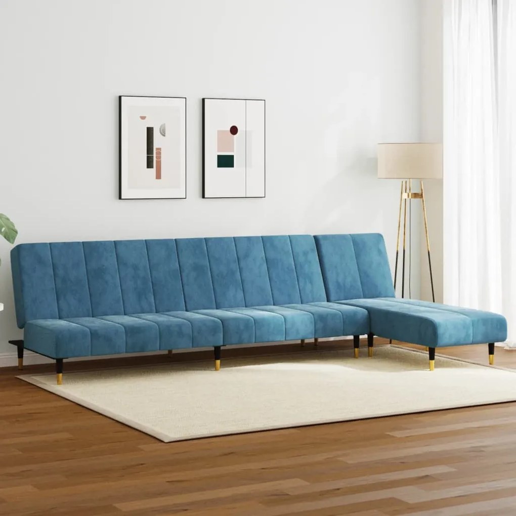 vidaXL 2 pcs conjunto de sofás veludo azul