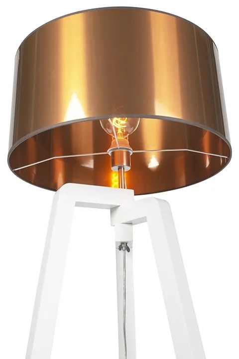 Candeeiro de pé design branco com cúpula em cobre 50 cm - Puros Country / Rústico,Moderno