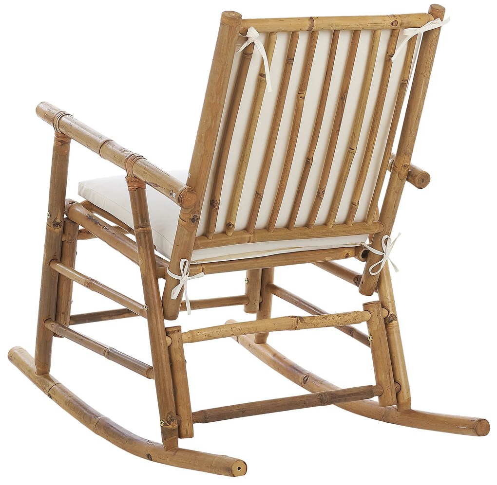 Cadeira de baloiço em bambu cor natural e branco FRIGOLE Beliani