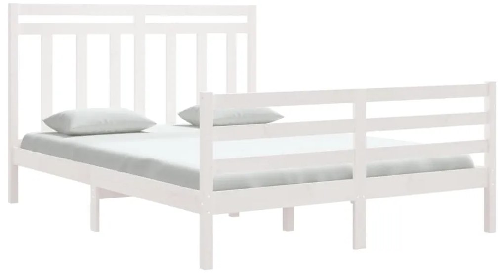 Estrutura de cama king 150x200 cm madeira maciça branco