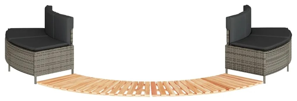 vidaXL Contorno de banheira vime PE e madeira de acácia maciça cinza