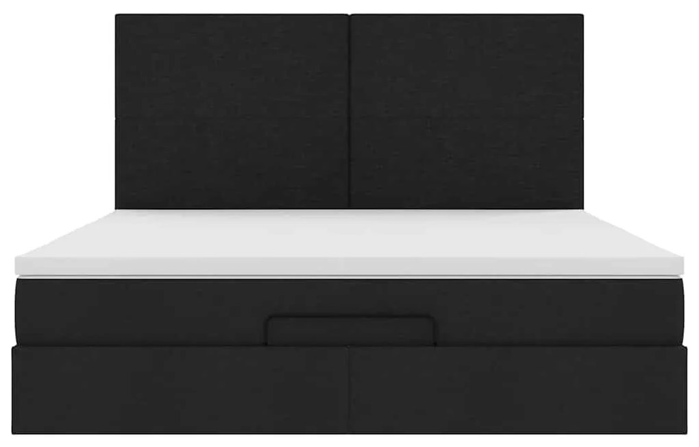 Estrutura de cama otomana com colchão 160x200 cm tecido preto