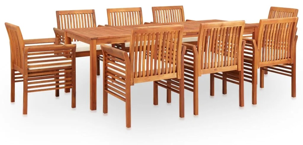 vidaXL 9 pcs conjunto de jantar exterior c/ almofadões acácia maciça