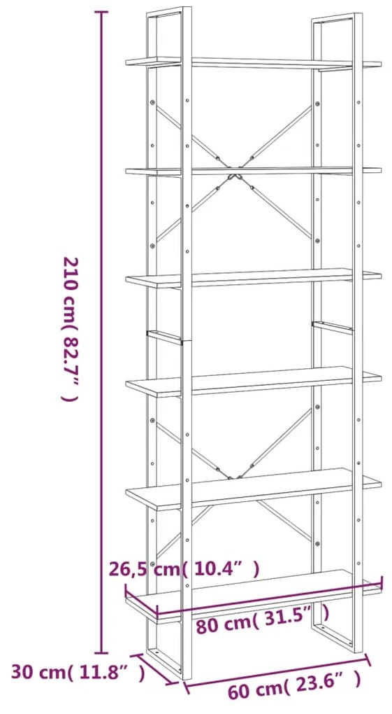 Móvel alto 80x30x210 cm derivados de madeira cinzento sonoma