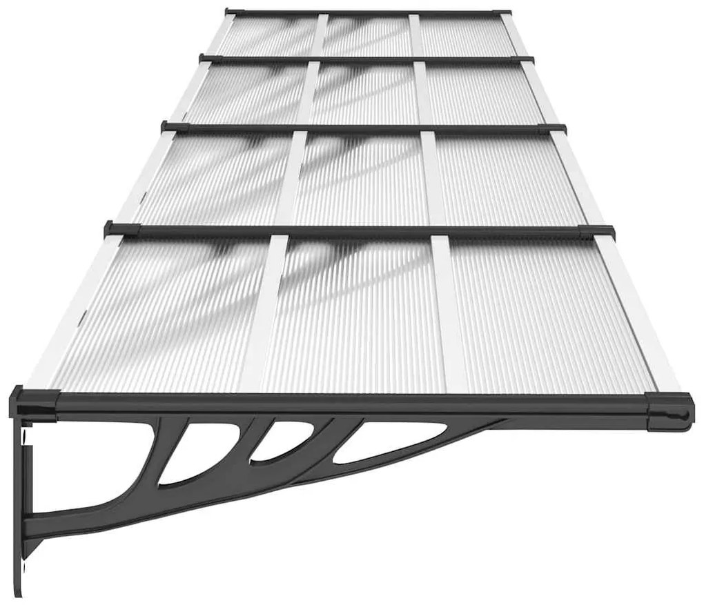 Toldo para porta 396x90 cm policarbonato preto/transparente