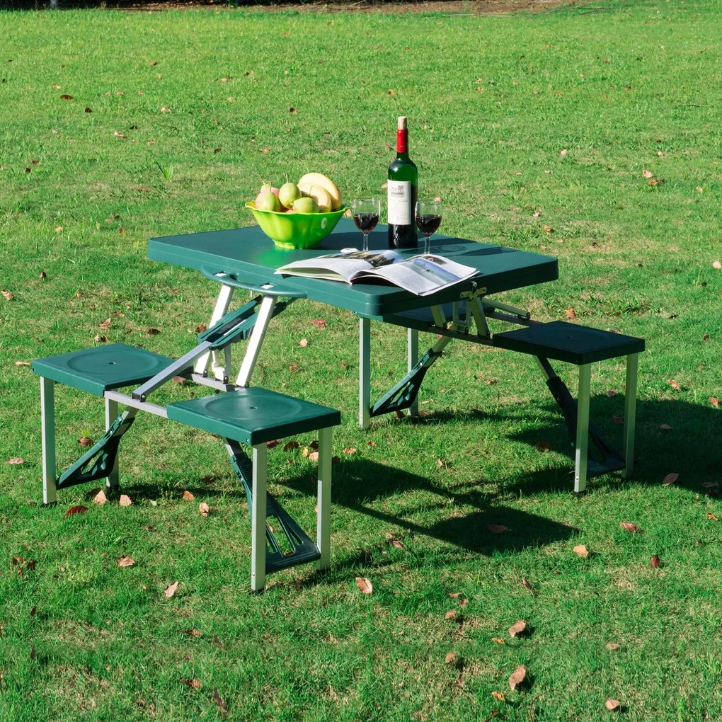 Mesa Dobrável de Acampamento com 4 Cadeiras Bergen – 136x84,5x66 cm –