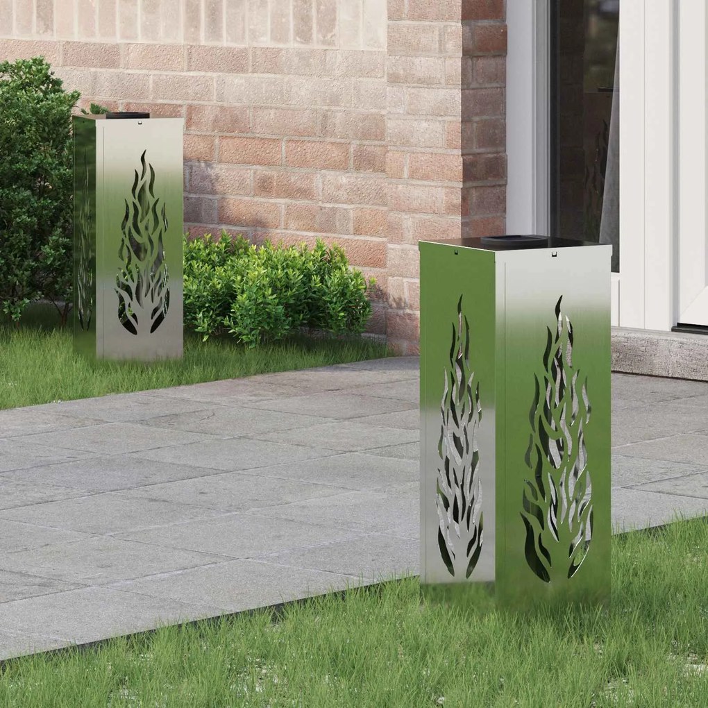 vidaXL Luz Solar LED de Caminho 2 pcs Prateado Aço Galvanizado