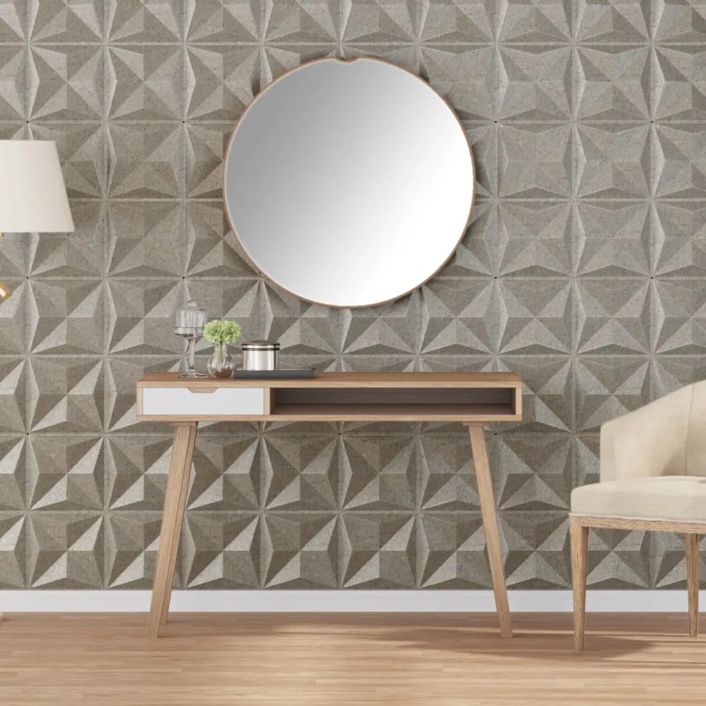 vidaXL Painéis de parede 12 pcs 50x50 cm 3 m² XPS origami betão